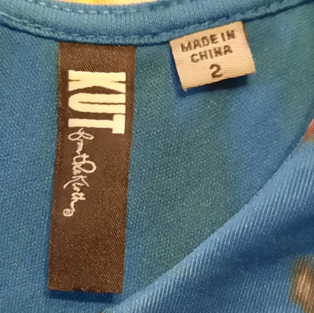 Kut From The Cloth Dress Womans 2 Blue Floral Sleeveless Formal Party Whimsical - Picture 11 of 13